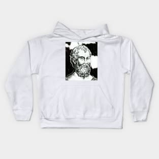 Zeno of Citium Black And White Portrait | Zeno of Citium Artwork 4 Kids Hoodie